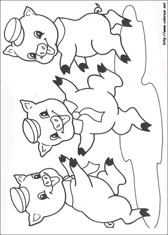 Dibujos Para Colorear De Los Tres Cochinitos