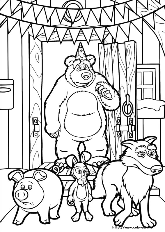 Dibujos para colorear de Masha y el oso