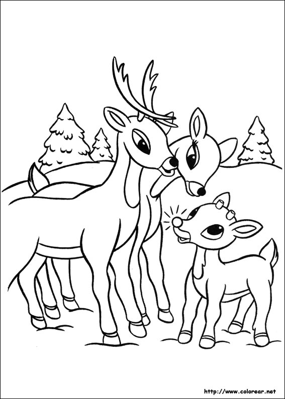Dibujos para colorear de Rudolph, el reno de la nariz roja